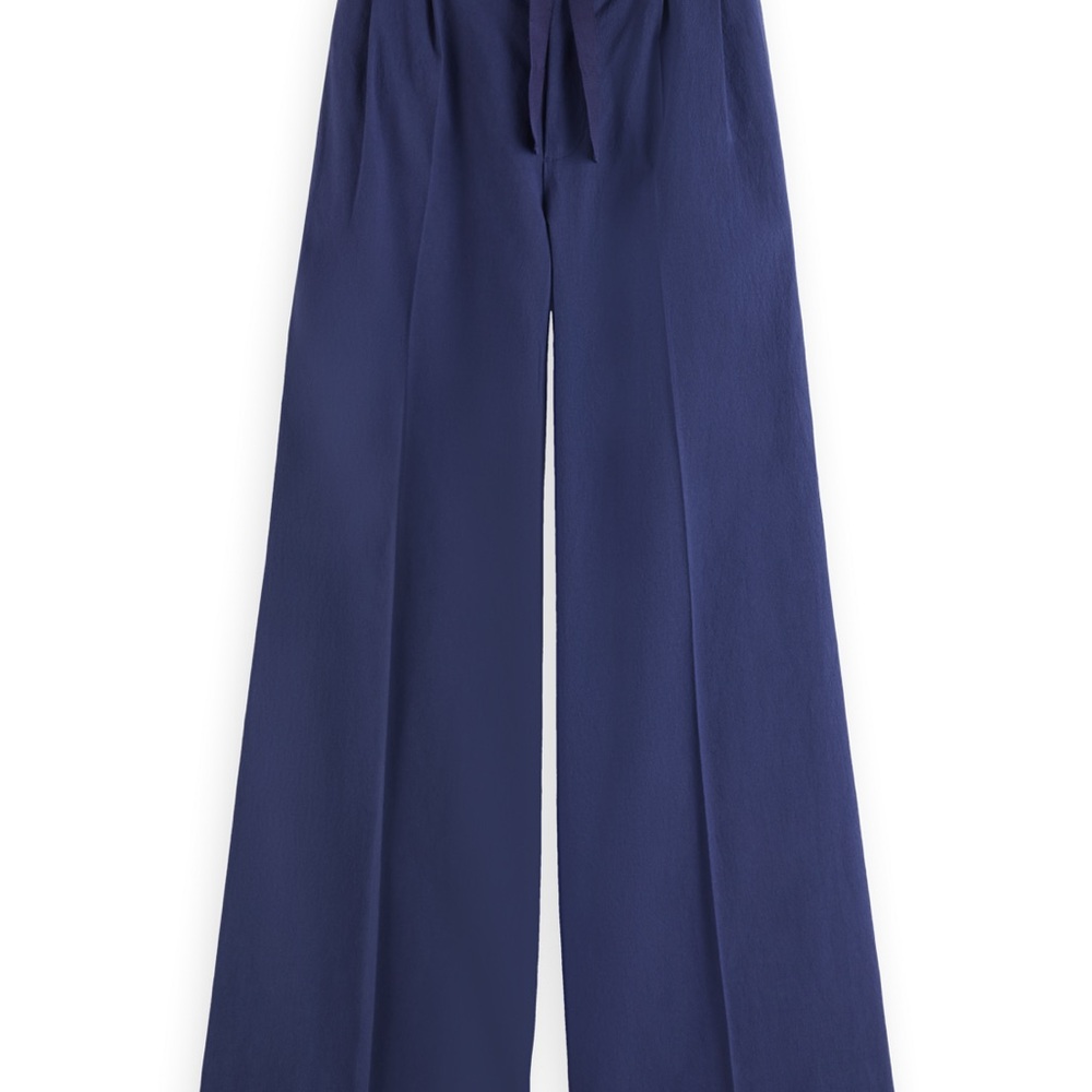 Scotch & Soda Navy Wide-Leg Tie-Waist Pants